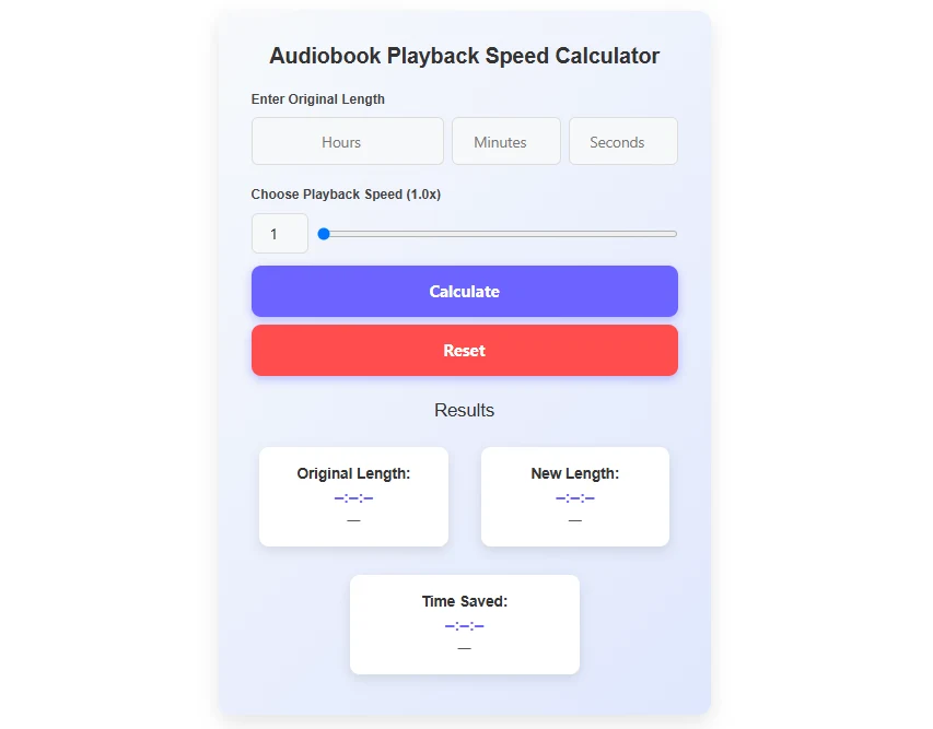 Audiobook Playback Speed Calculator